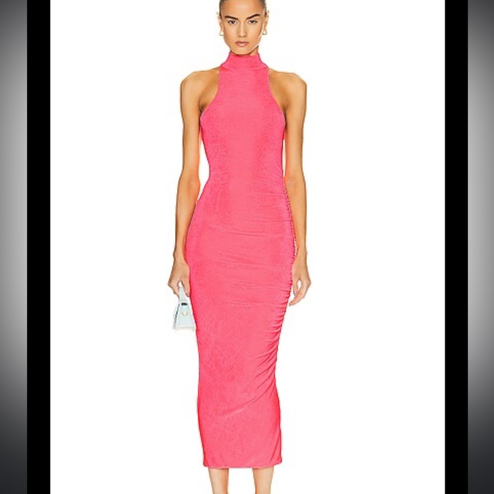 - Revolve Ser.o.ya Pink Delta Midi Dress Sz M Neon Pink - Picture 1 of 4